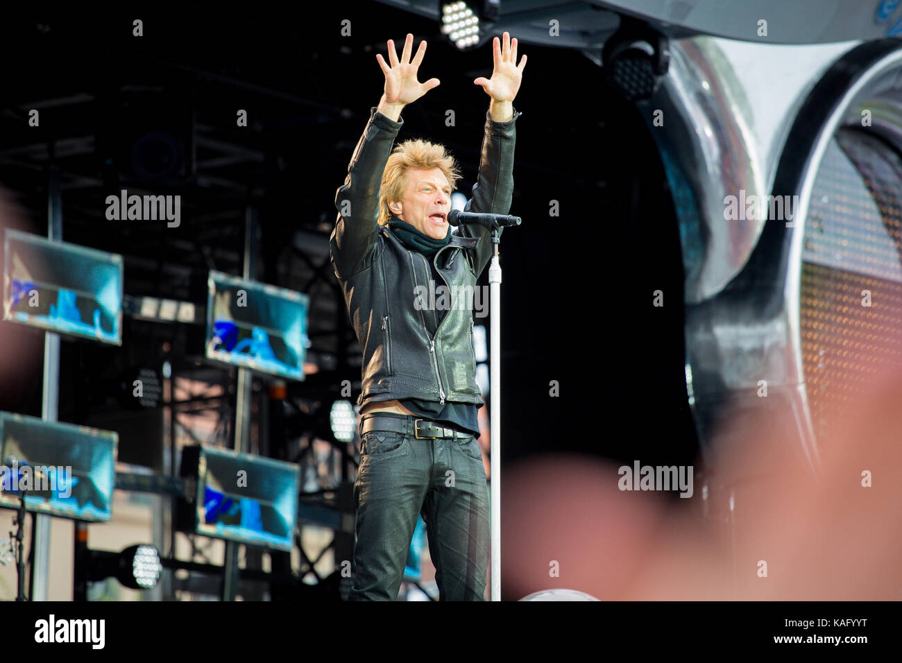 The American rock band Bon Jovi performs a live concert at Bergenhus ...