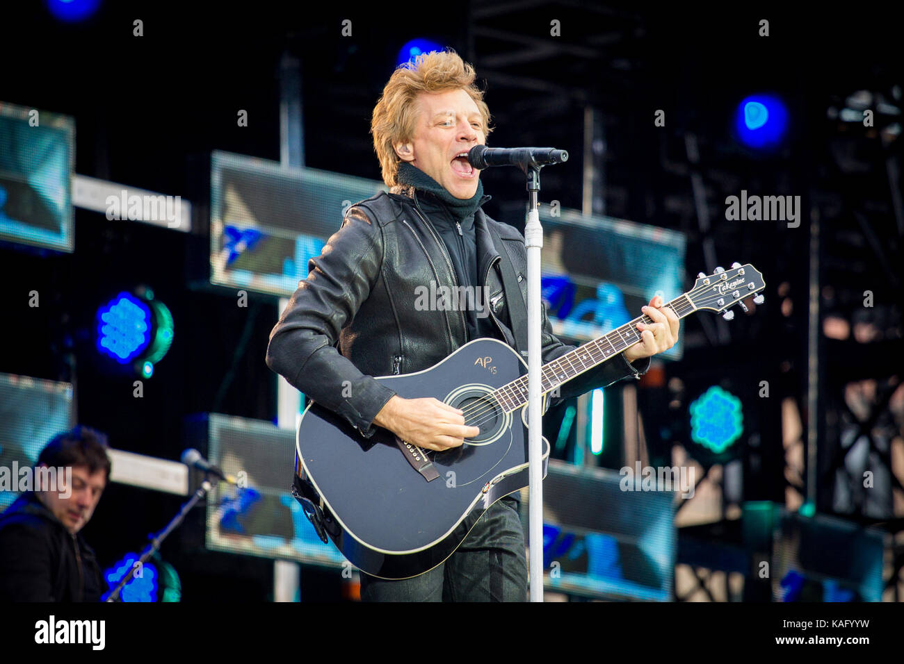The American rock band Bon Jovi performs a live concert at Bergenhus ...