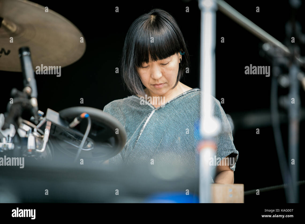 The Japanese ambient rock band Boredoms performs a live concert at the  Spanish music festival Primavera Sound 2016 in Barcelona. Here musician  Yoshimi P-We is seen live on stage. Spain, 04/06 2016