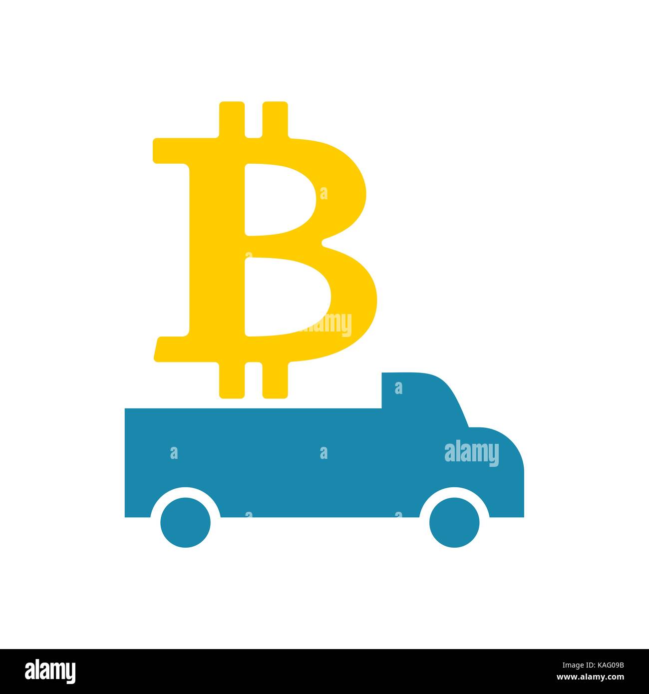 Delivery bitcoin. Cryptocurrency  logistics. Virtual money. Vector illustration Stock Vector