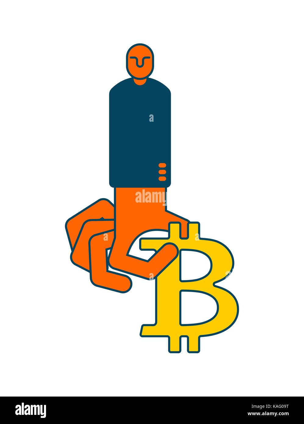 Businessman and bitcoin. Miner and pick. Guy carries crypto currency.  Mining vector illustration Stock Vector Image & Art - Alamy