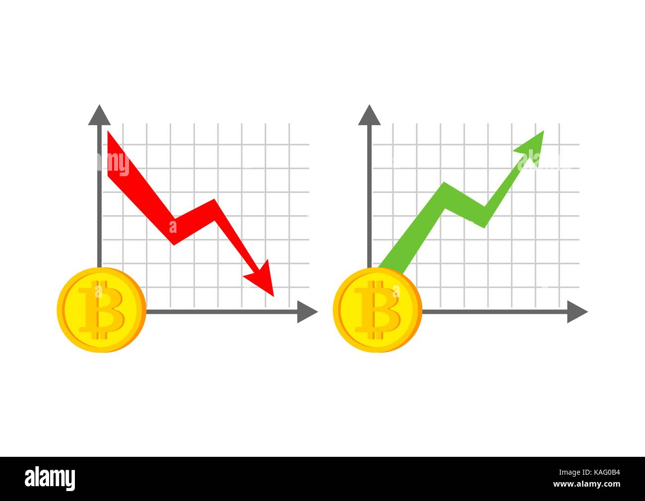Growth and fall bitcoin graph. Growth of Cryptocurrency. Virtual money.  Vector illustration Stock Vector Image & Art - Alamy