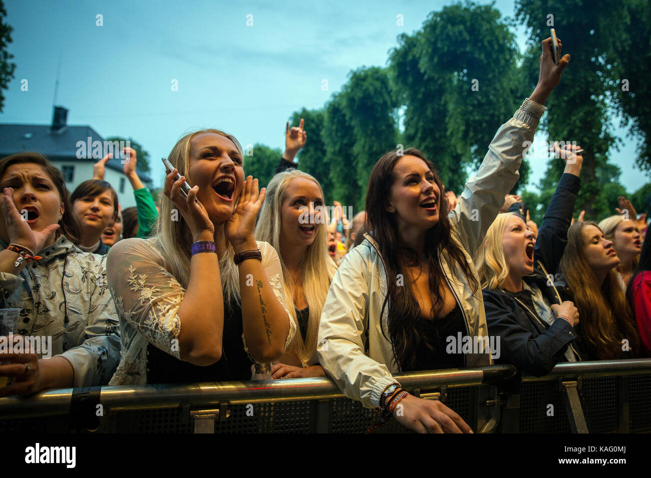 Female concert crowds go crazy at one of many live concerts at the