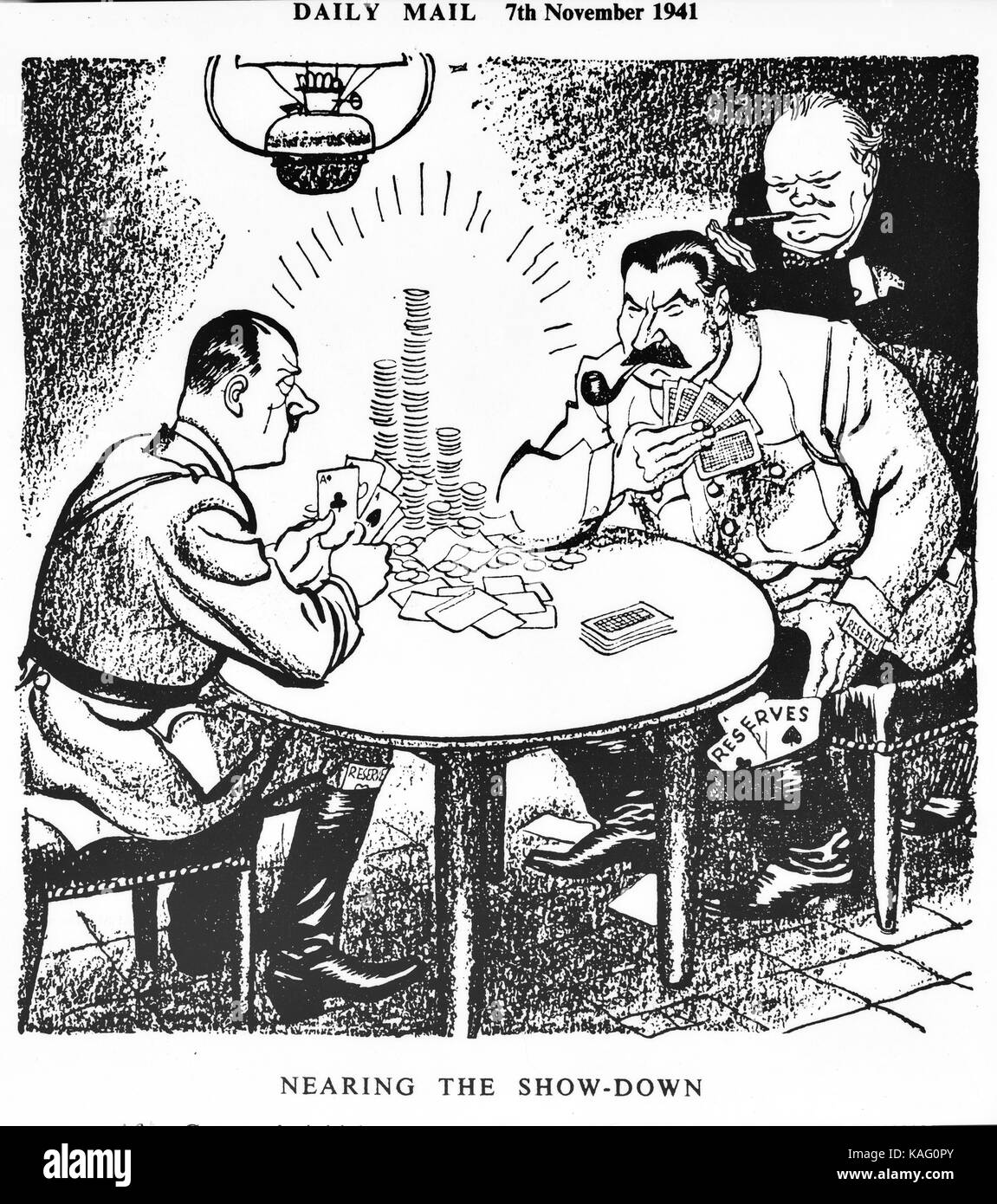 Churchill with Hitler and Stalin cartoon Daily Mail November 1941 Stock Photo