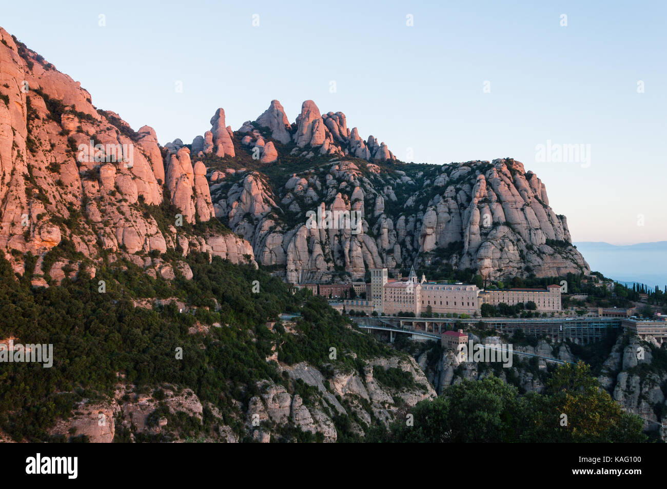 Monastery of Montserrat from San Miquel cross, Barcelona Stock Photo