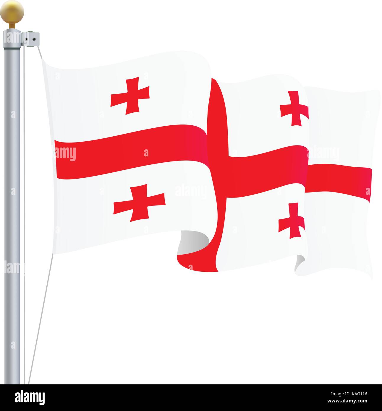 Waving Georgia Flag Isolated On A White Background. Vector Illustration. Stock Vector