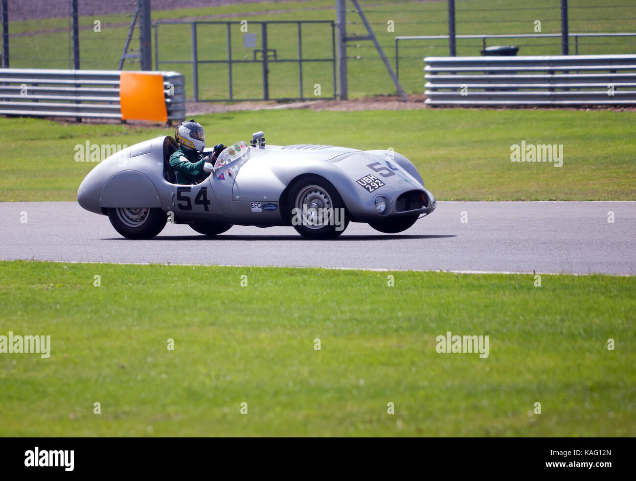 Chris Ward driving JD Classics 1954 Silver Cooper Jaguar, during  the Woodcote Trophy Race at the 2017 Silverstone Classic Stock Photo