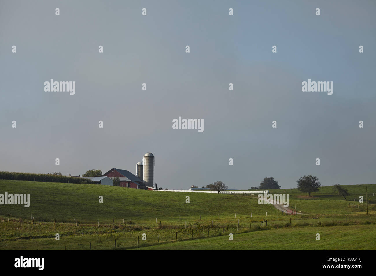 Farm in early morning near Belleville, Pennsylvania, USA Stock Photo