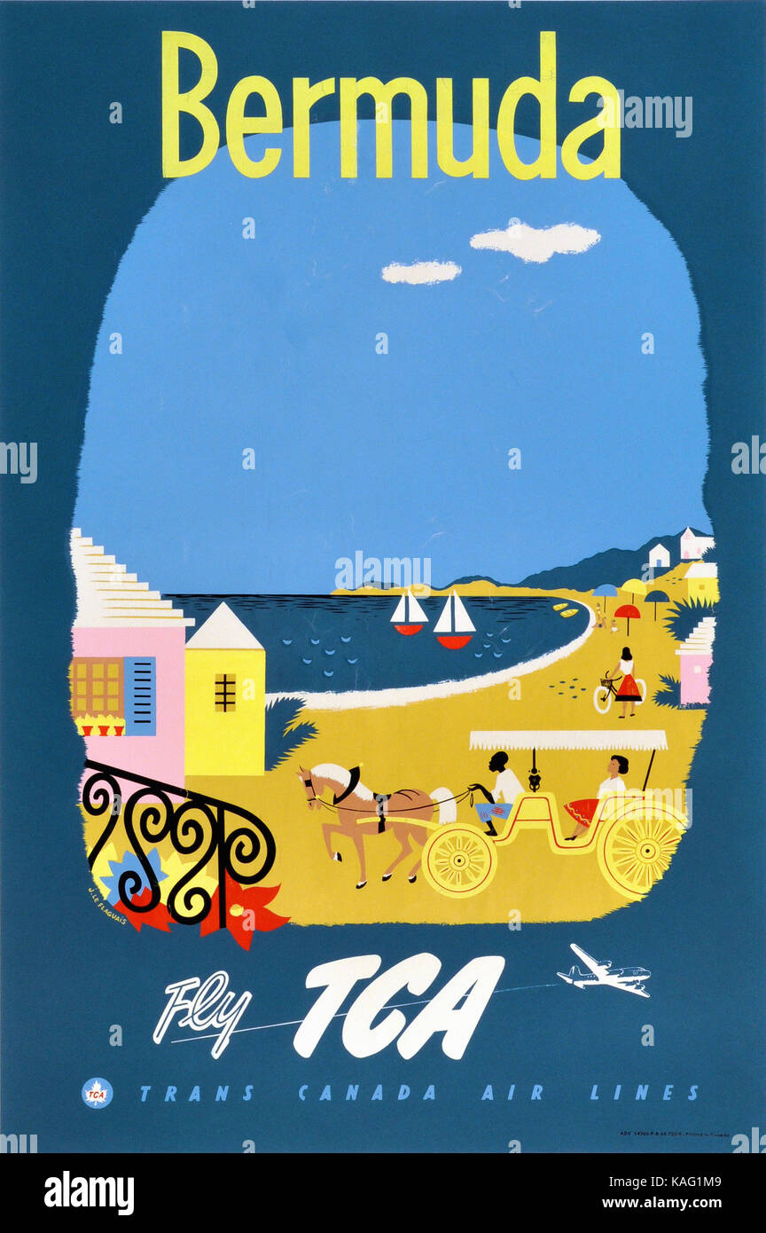 Vintage Poster - travel poster bermuda fly trans canada airline Stock ...