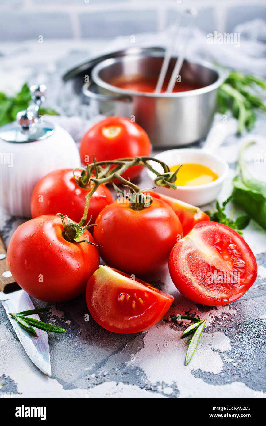 fresh tomato and spice on a table Stock Photo - Alamy