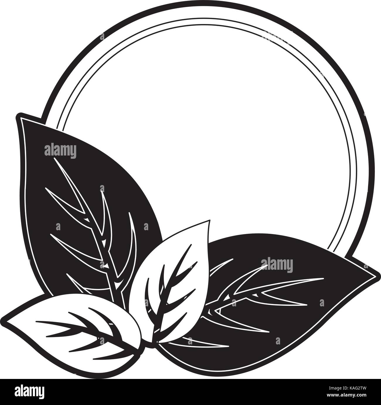 round with leaves frame vector illustration Stock Vector Image & Art ...