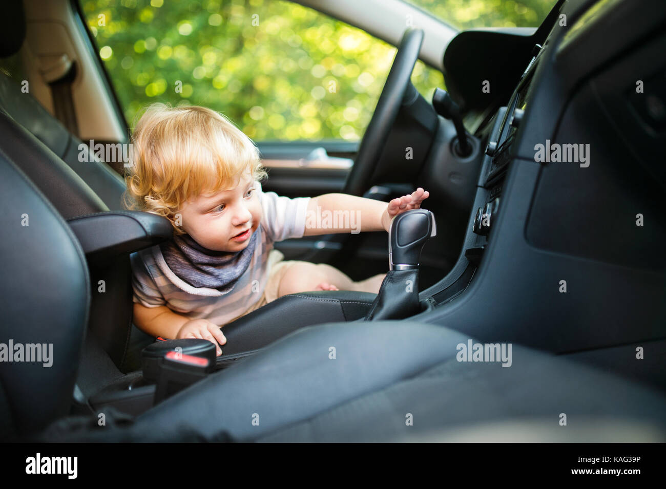 little boy car driving