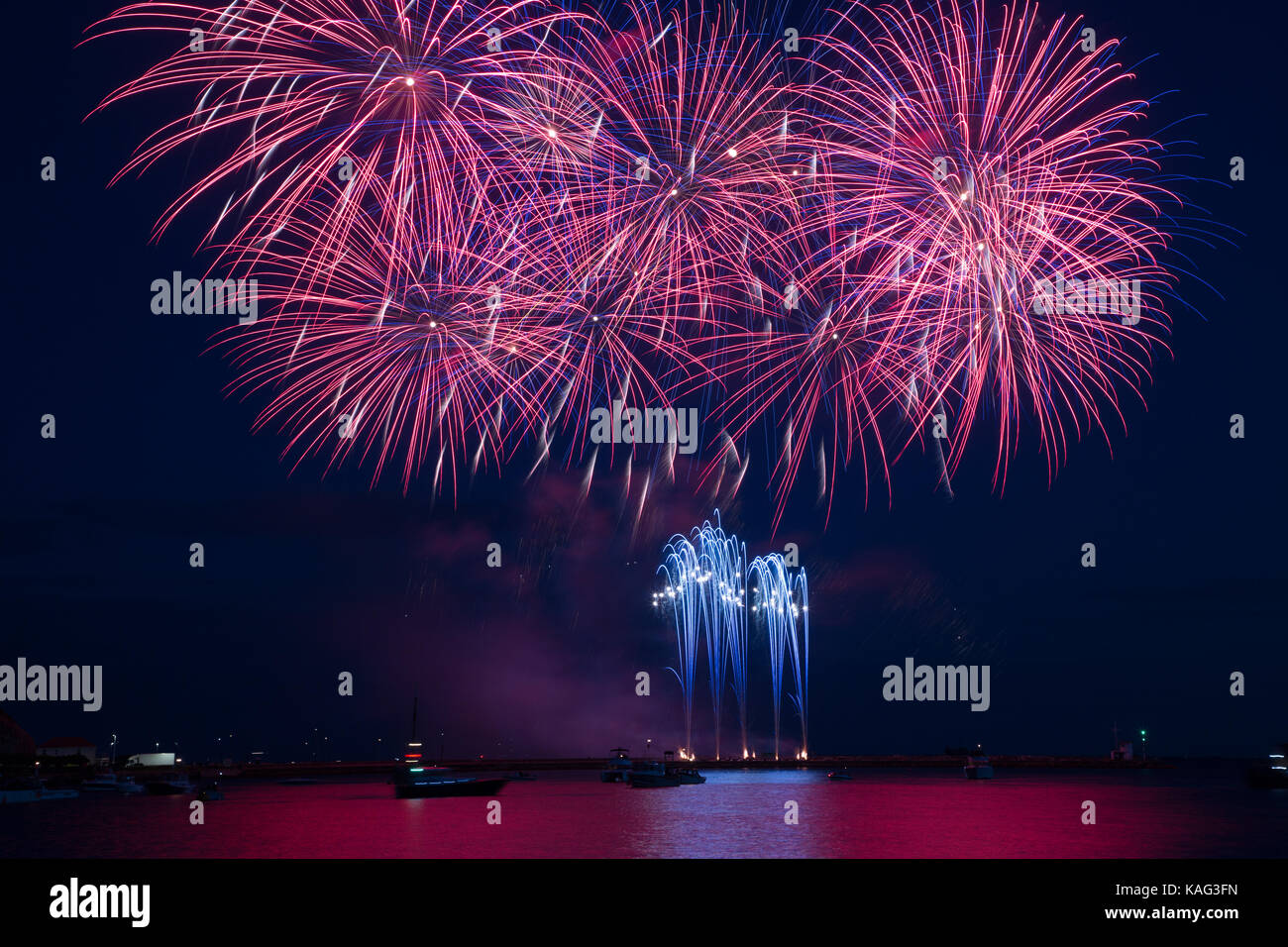 Firework Displays From The 2017 British Firework Championships Stock