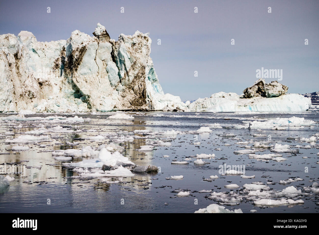 Icebergs in the Ilulissat Ice Fjord off Greenland's west coast. Stock Photo