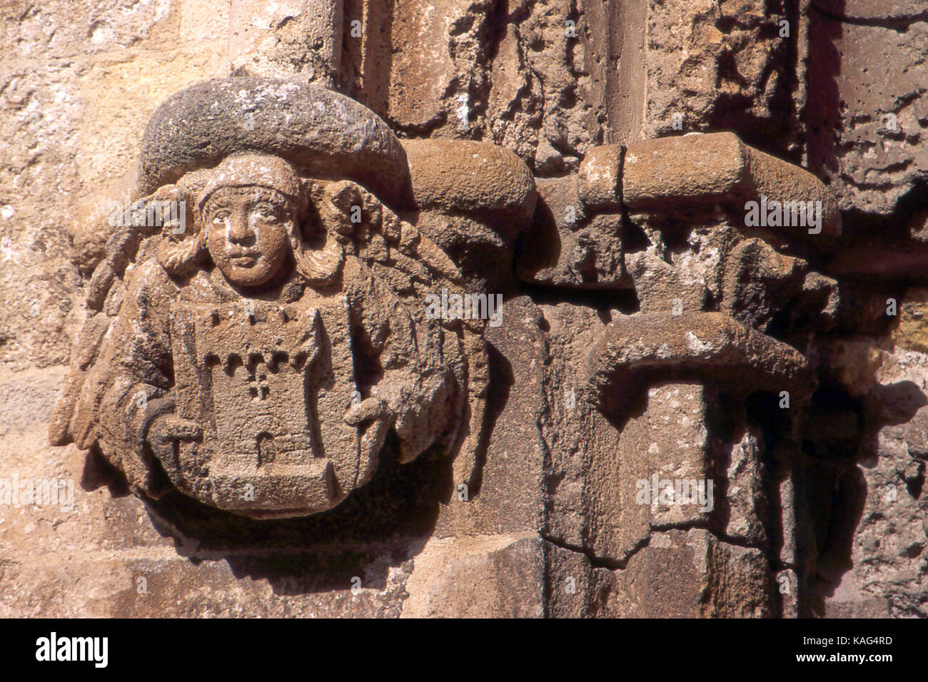 Porto Torres, Sardinia. Bas-relief of San Gavino cathedral Stock Photo