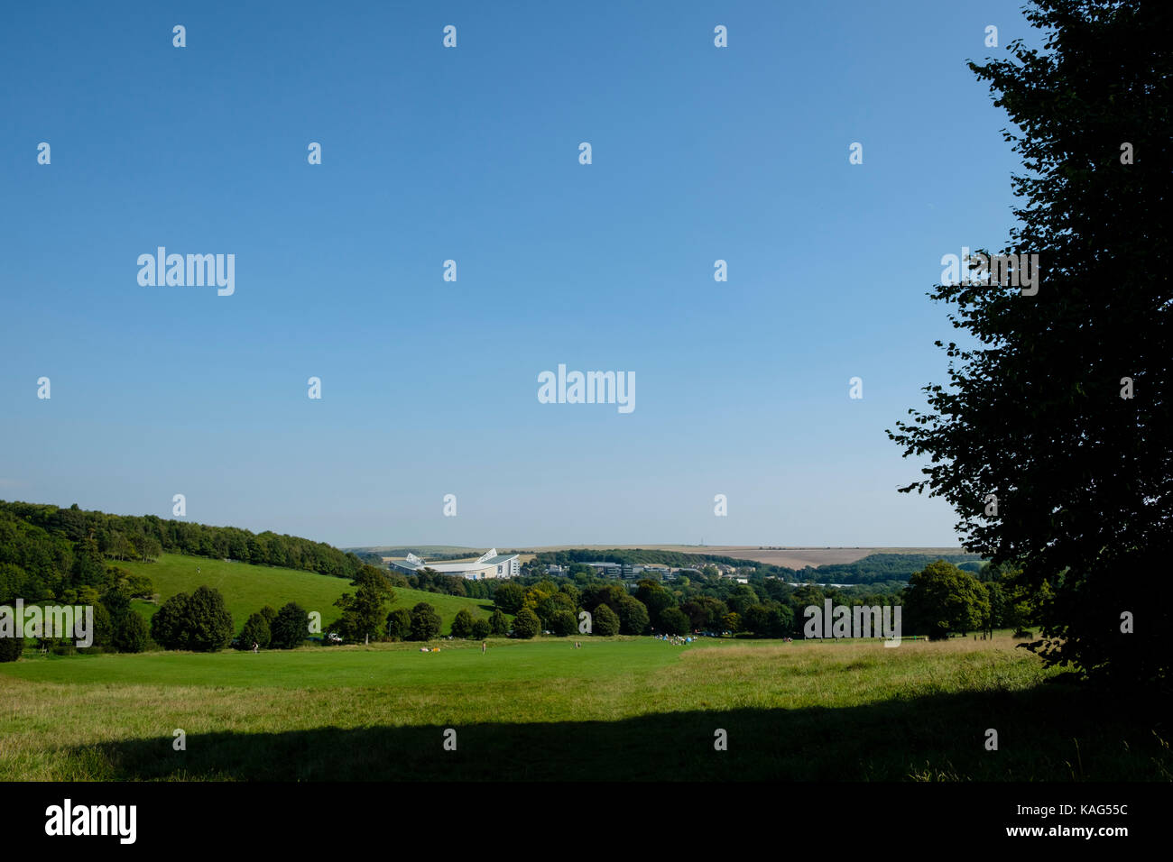 The Amex Stadium nestling in the South Downs near Brighton, East Sussex. Stock Photo
