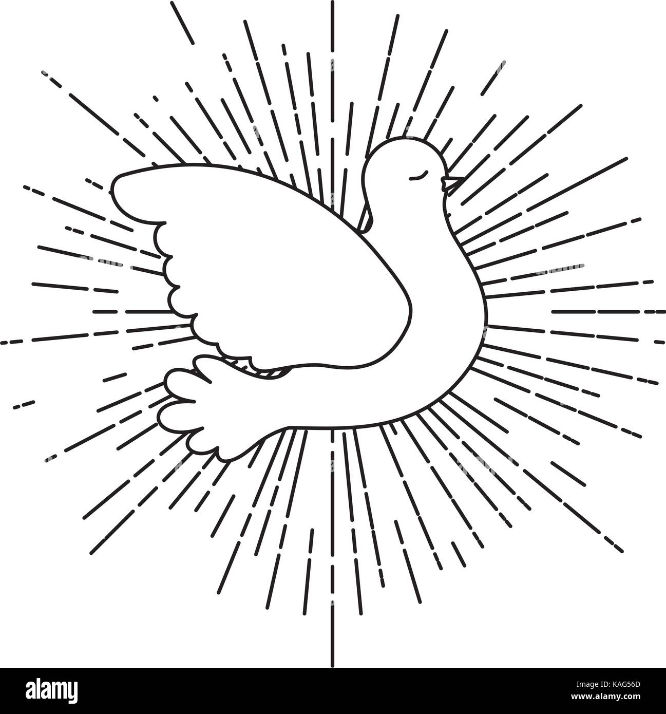 Side View Peace Sign pigeon peace symbol side view with linear brightness silhouette in ...