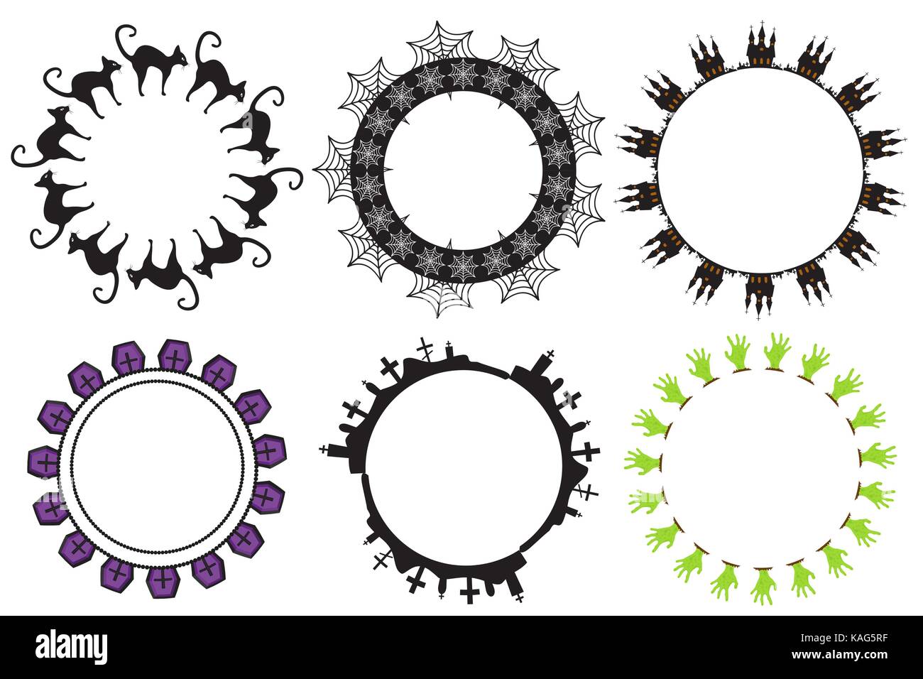 Halloween round frame for text. Isolated on white background. Template ...