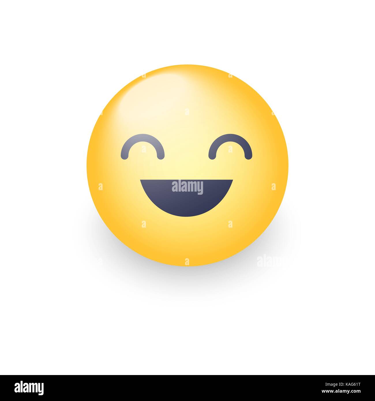 Fun yellow cartoon emoji face with smile and close eyes. Cute vector happy  emoticon. Realistic smiley laughs with his mouth open Stock Vector Image &  Art - Alamy