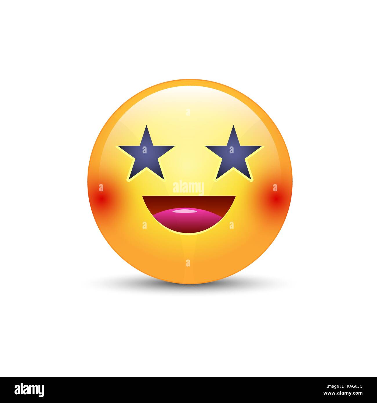 Happy laughing emoji face with eyes in the form of stars. Fun cartoon