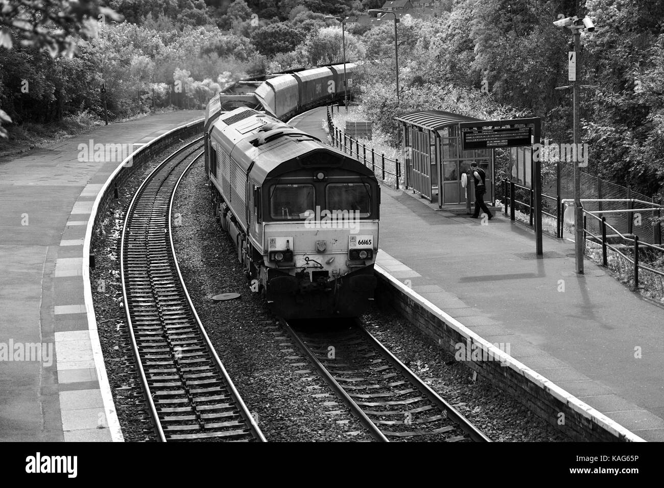 66165 passing through Cogan with a rake of empty M.G.R. hoppers. Stock Photo