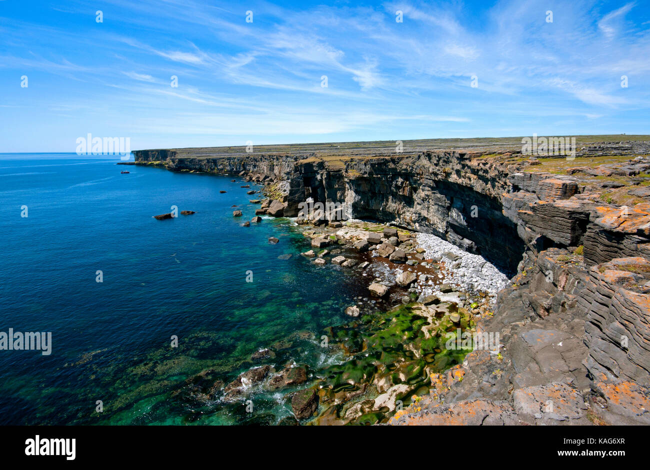High Cliffs At Inishmore Island Near Ruins Of Dun Duchathair Black Fort Aran Islands County Kerry Ireland Stock Photo Alamy