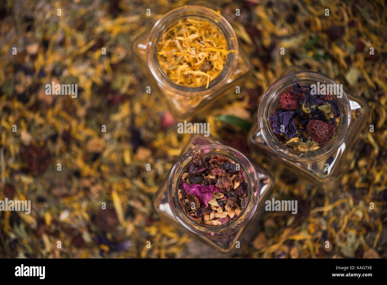 Samples Of Loose Leaves Of Green, Red, Black And Herbal Tea In Glass Jars  Stock Photo, Picture and Royalty Free Image. Image 117872349.