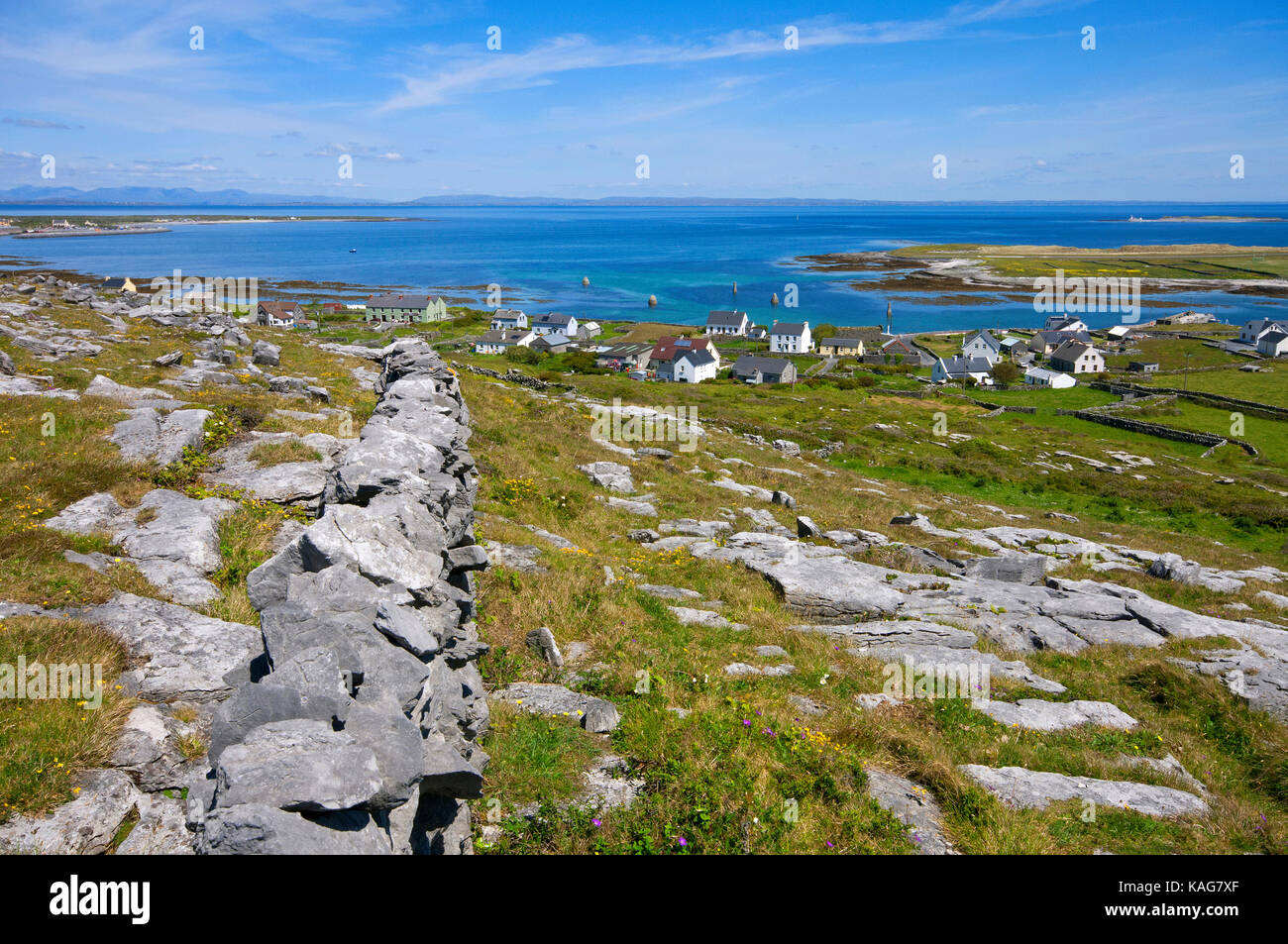View of the Killeany Bay at Inishmore Island, Aran Islands, County Galway, Ireland Stock Photo