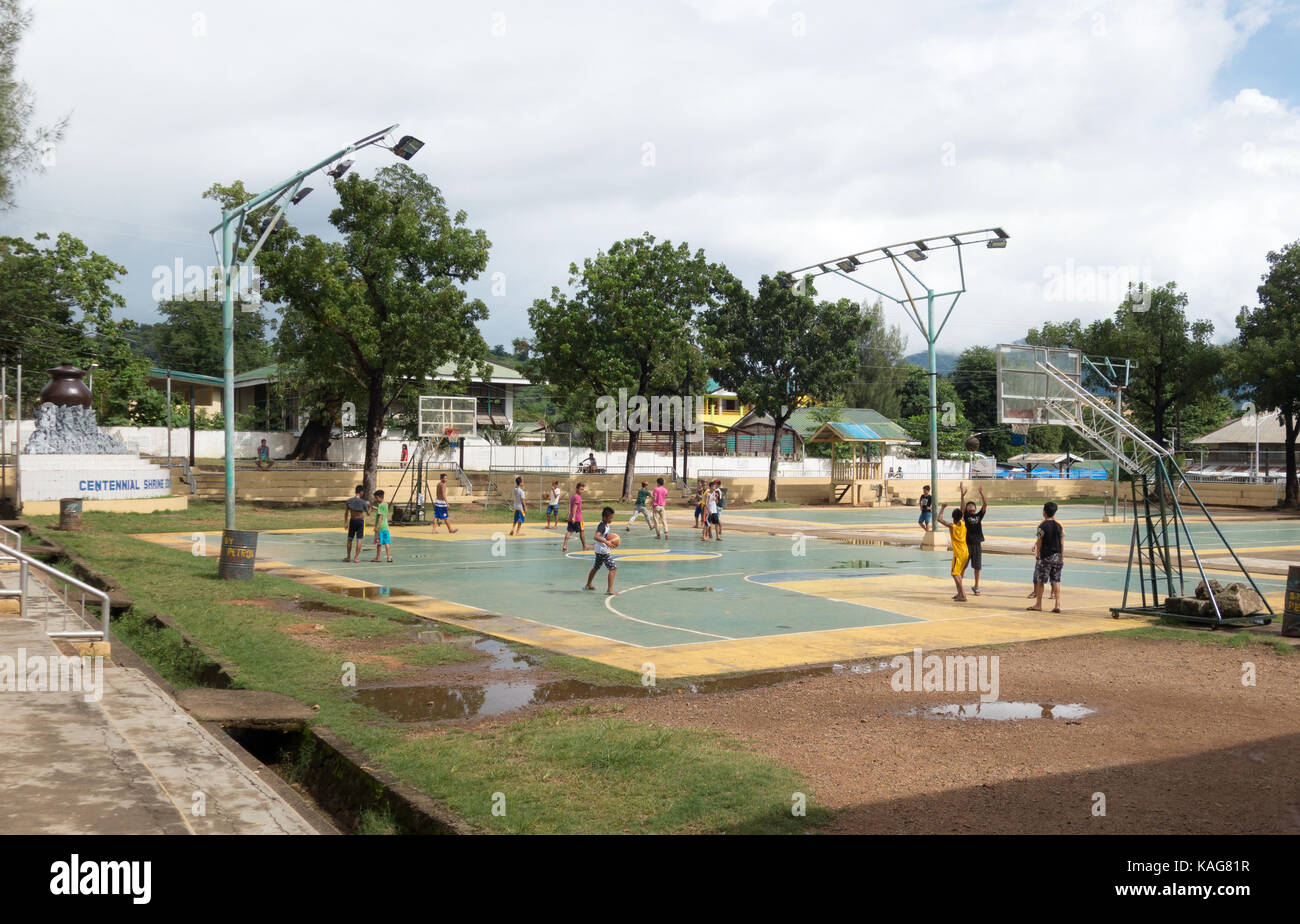 Philippines children playing basketball, Coron, Palawan province Philippines Stock Photo