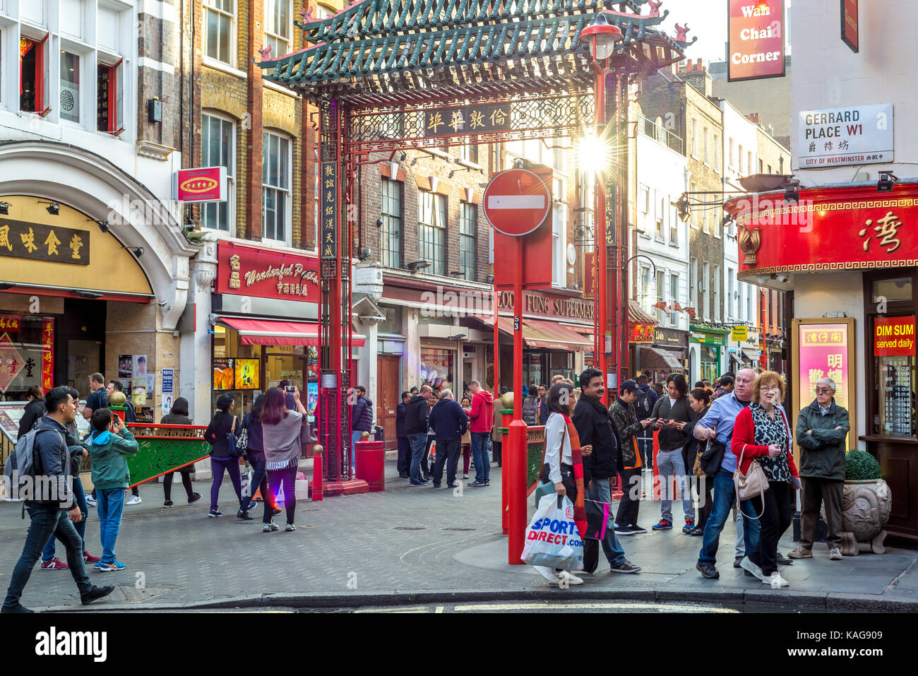 Photo of Wan Chai Corner in London on a sunny summer evening Stock Photo