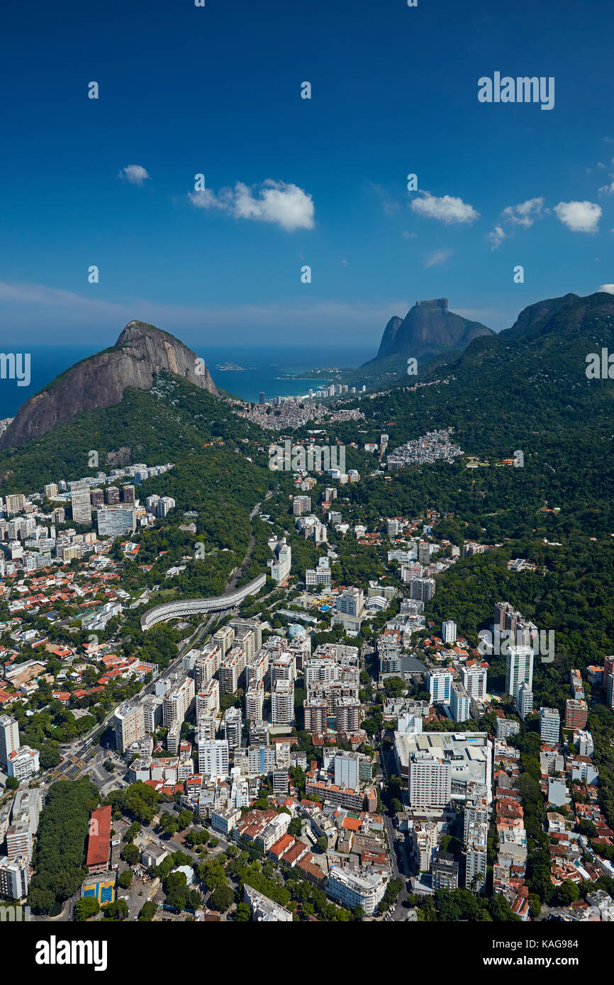 Apartments in Gavea and Morro Dois Irmãos, Rio de Janeiro, Brazil, South America - aerial Stock Photo