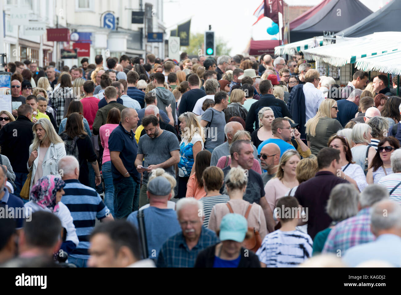 A crowd of people at Stratford Food Festival, Warwickshire, UK Stock Photo