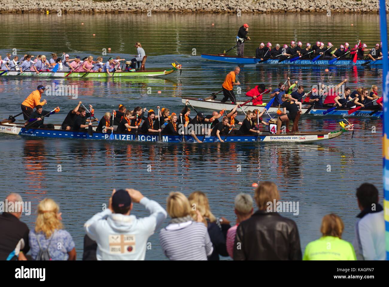 Dragon Boat Race on Fühlinger See, Cologne Stock Photo