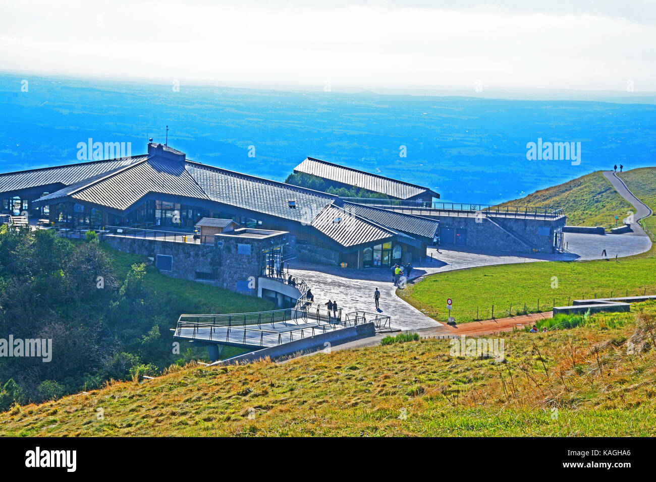 The Grand Site of France space at the summit of Puy de Dome volcano, Regional Park of Auvergne volcanoes, France Stock Photo