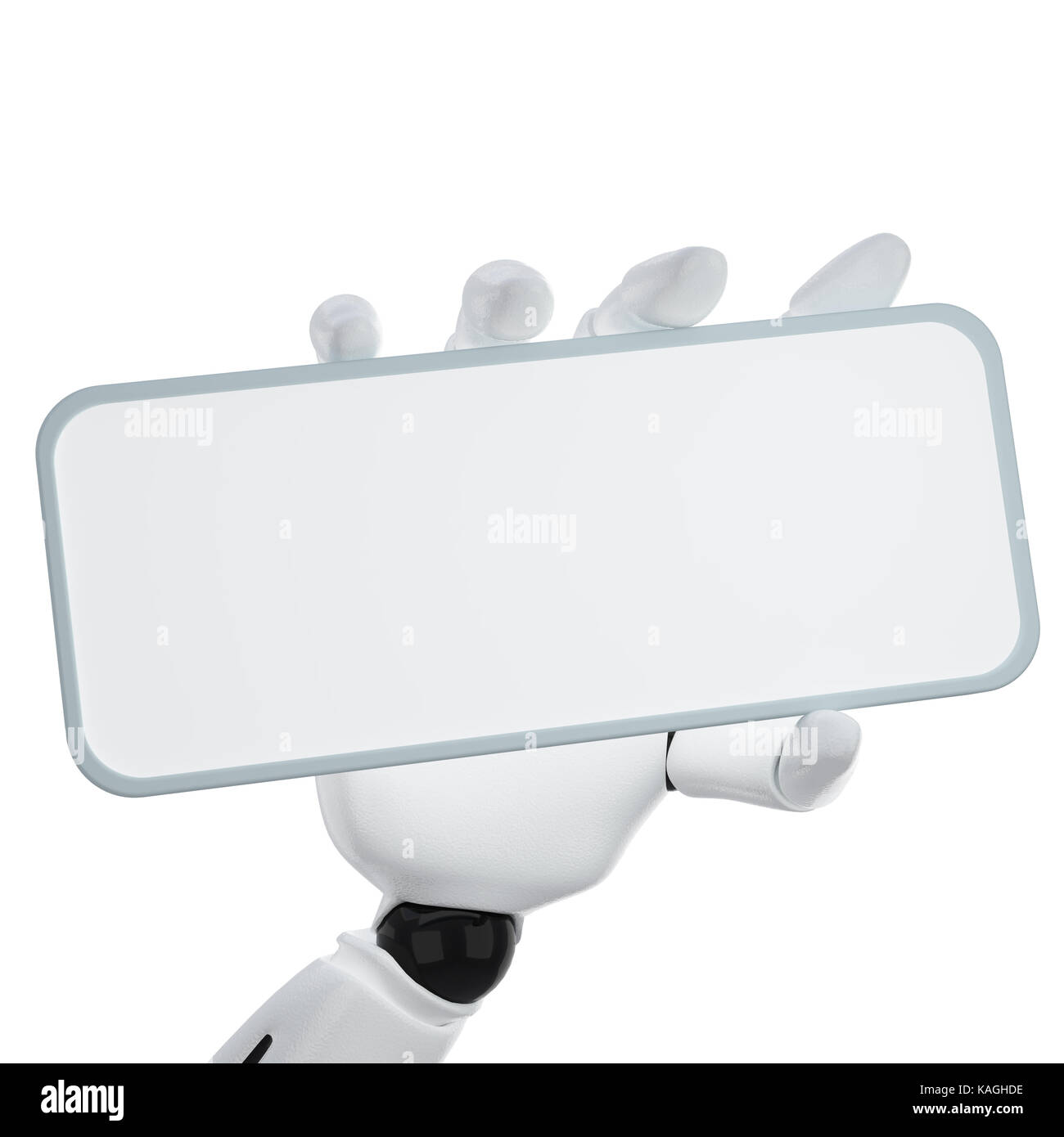 The 3d robotic hand hold blank sign to put your word or logo Stock Photo