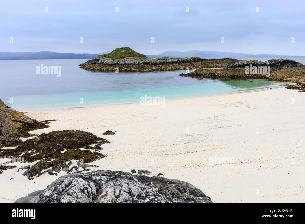 Rhu Point Beach, Port Nam Murrach on the Rhu peninsula near Arisaig, Morar, Scotland Stock Photo