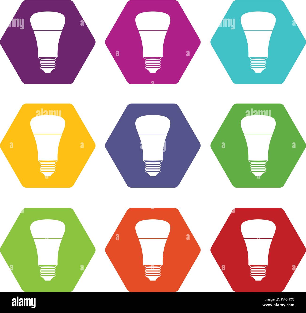 Led bulb icon set color hexahedron Stock Vector Image & Art - Alamy