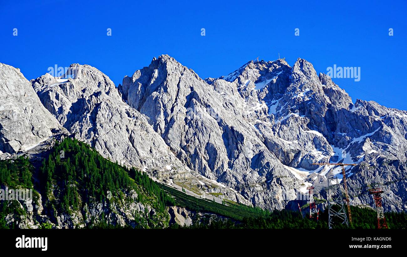 View of Zugspitze mountain in Grainau, Germany Stock Photo