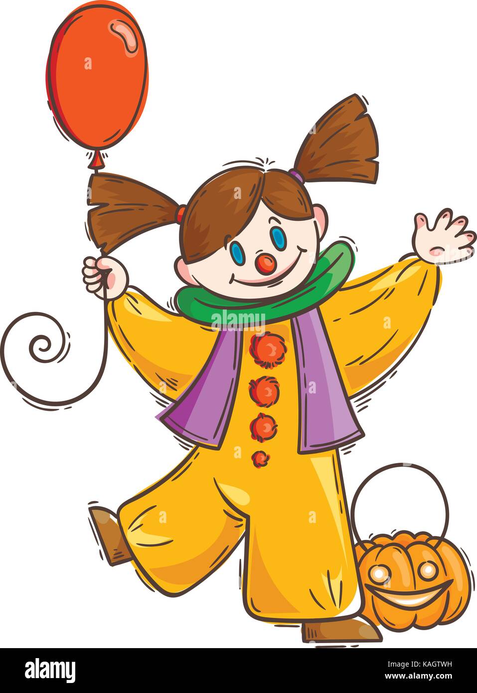 cute girl clown clipart