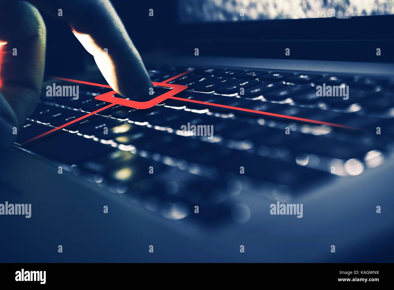 Keylogger Computer Spy Concept. Recording Each Keyboard Button Strike. Stock Photo