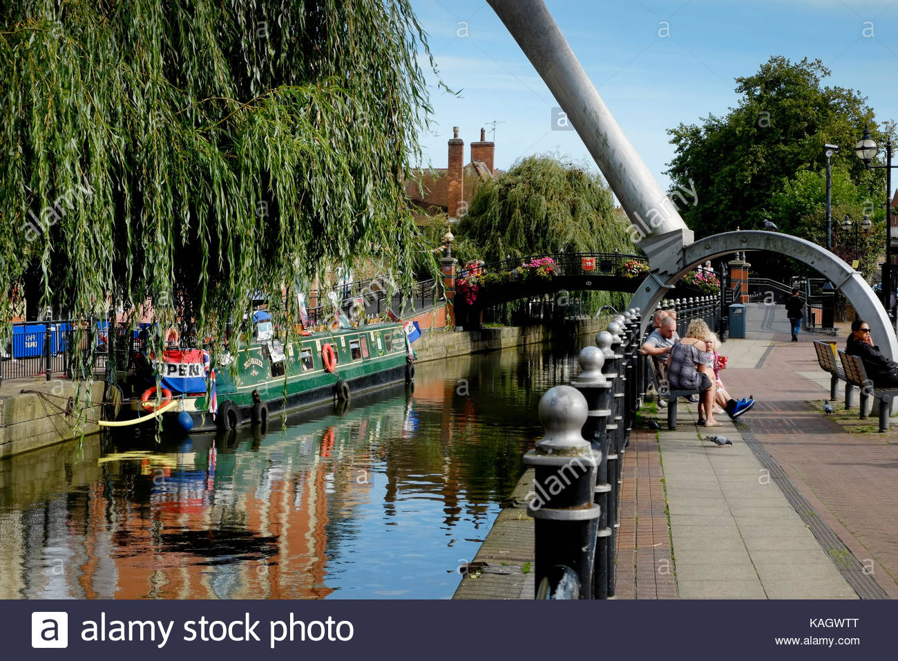 Floating Cafe On River Witham Lincoln Uk Stock Photo