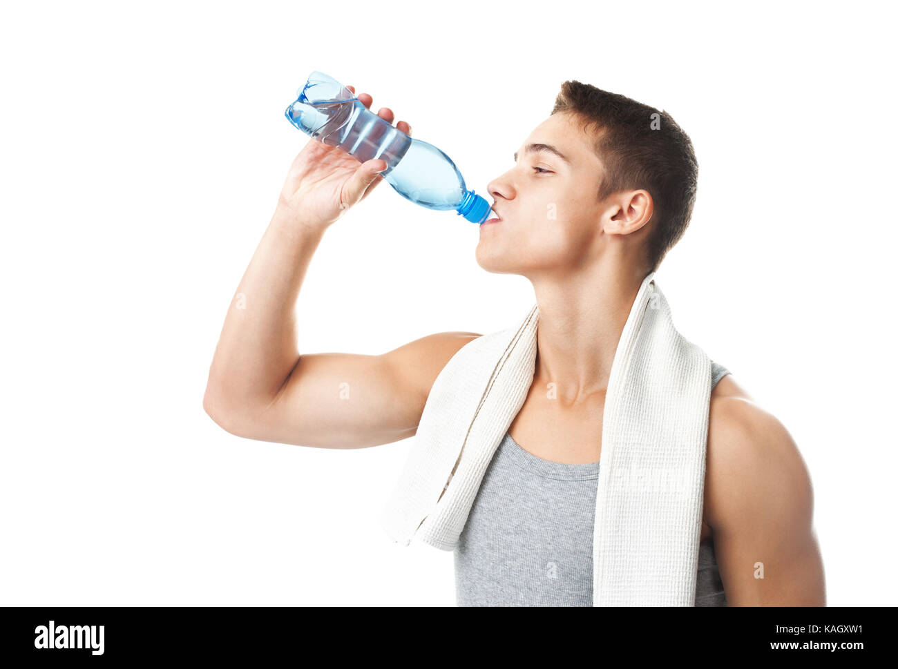 Young athletic man using big bottle of water for home workout 16290443  Stock Photo at Vecteezy