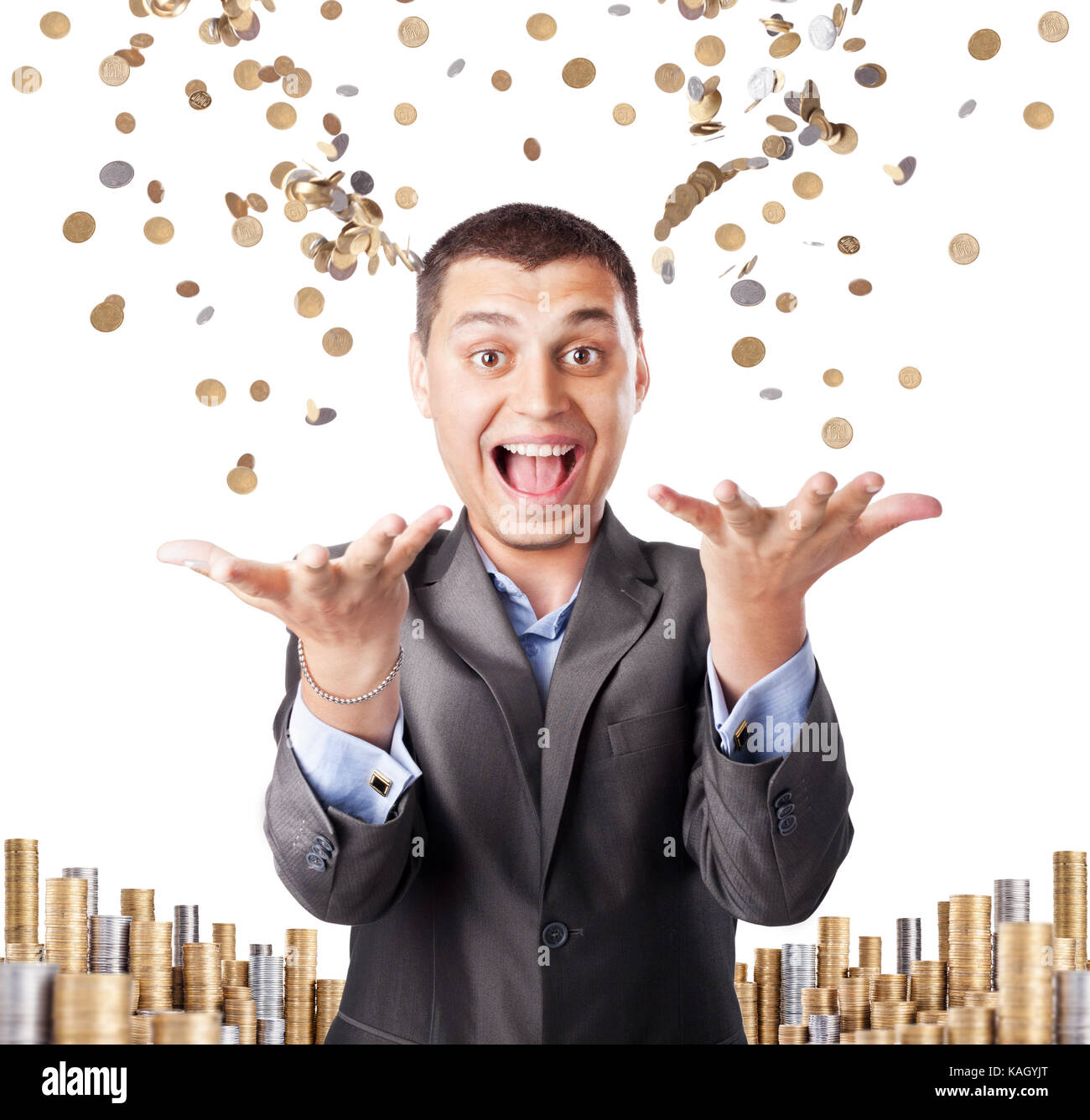 Rich business man throw money hires stock photography and images Alamy