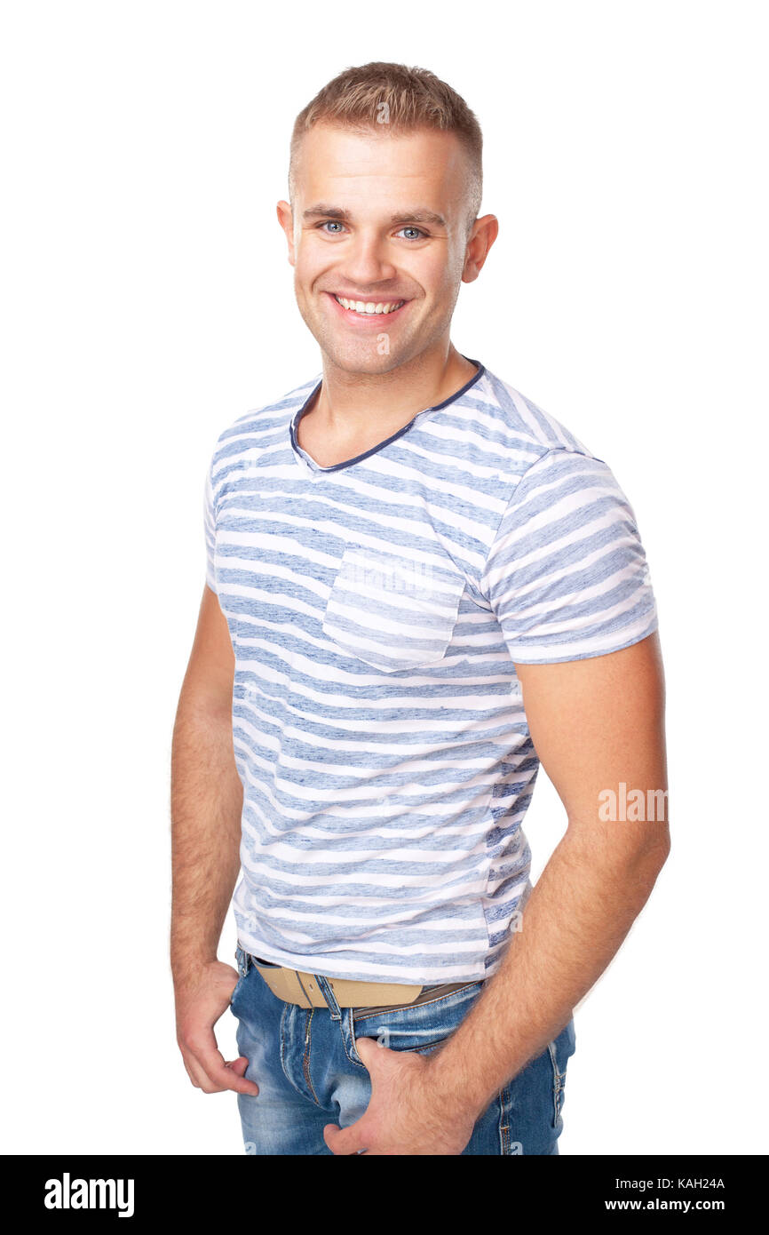 Portrait of happy smiling young man isolated on white background Stock ...