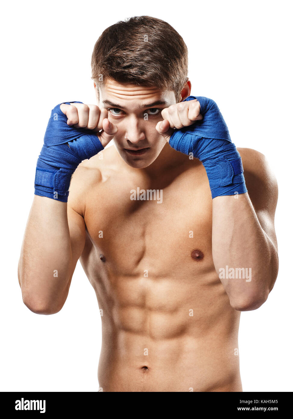 Young handsome male boxer fighter isolated on white background Stock Photo  - Alamy