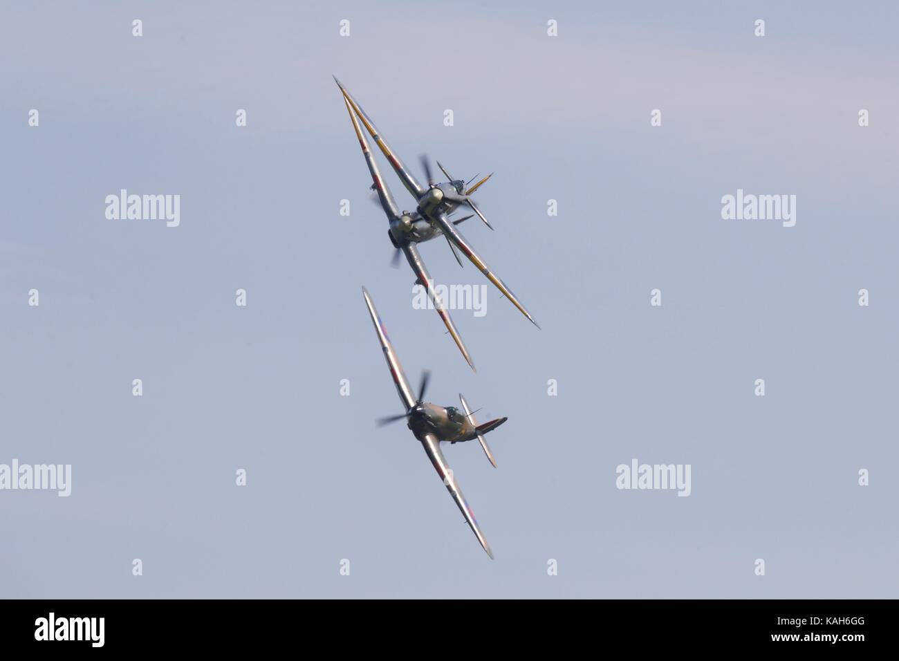Three Hawker Hurricanes flying at Duxford 2017 Battle of Britain Air