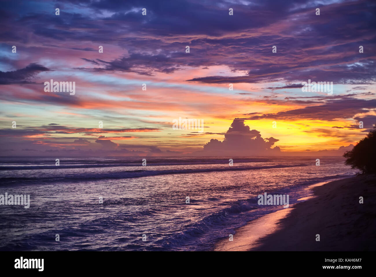amazing colorful sunset on the sea. nature background Stock Photo - Alamy