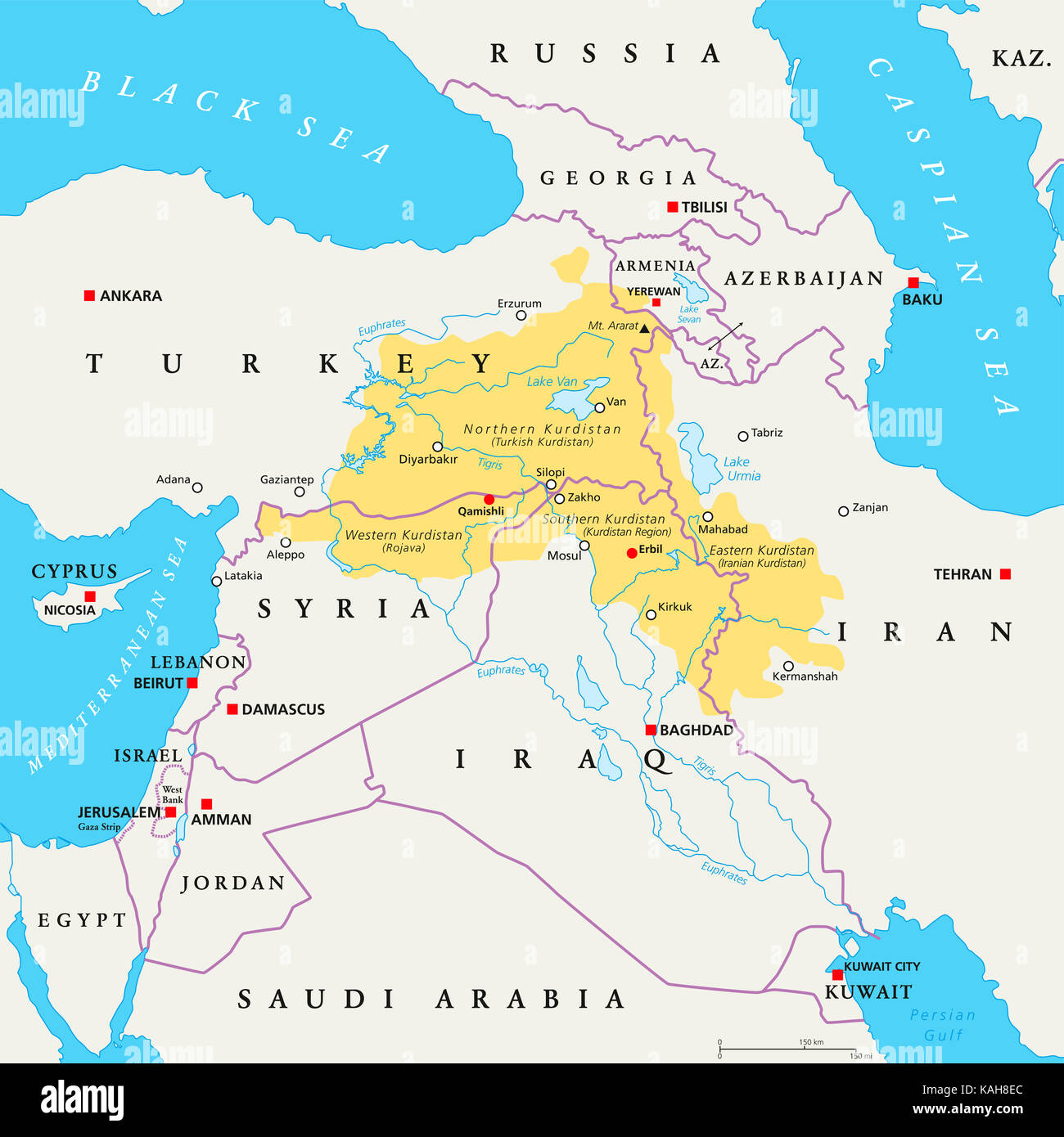 Kurdistan Region Political Map Kurdish Inhabited Areas In Middle East Kurdistan Region Political Map Kurdish Inhabited Areas In Middle East