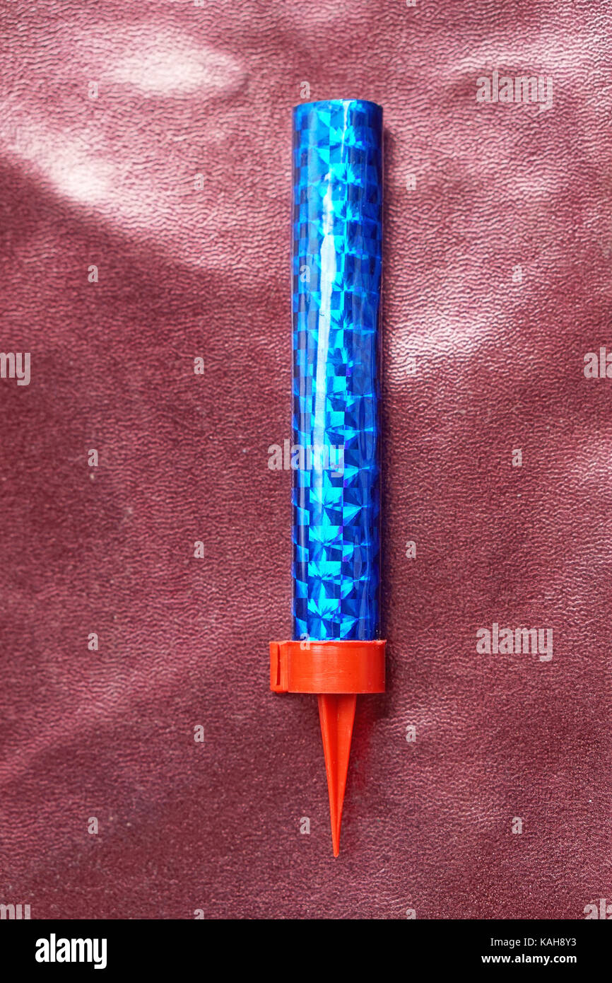 One blue fountain party candle fireworks Stock Photo Alamy