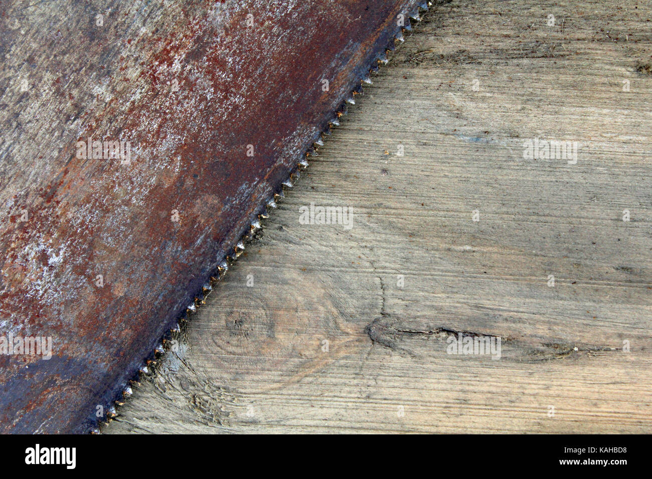 old wood saw rusted Stock Photo